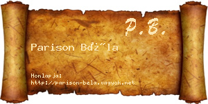 Parison Béla névjegykártya